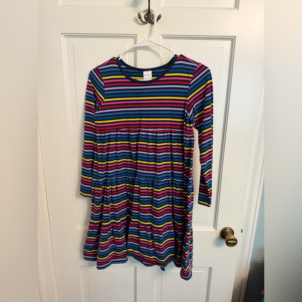 Hanna Andersson Navy Multicolor Striped Knit Dress